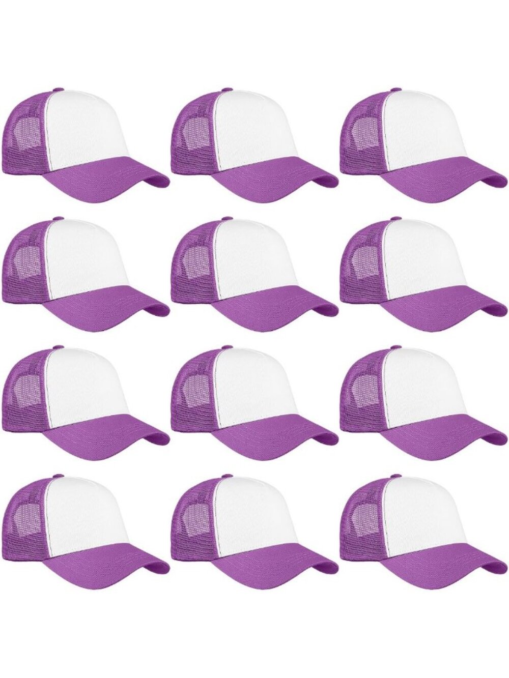 12 Pack Bulk Mesh Trucker Hats - 5 & 6 Panel Baseball Caps for Men & Women